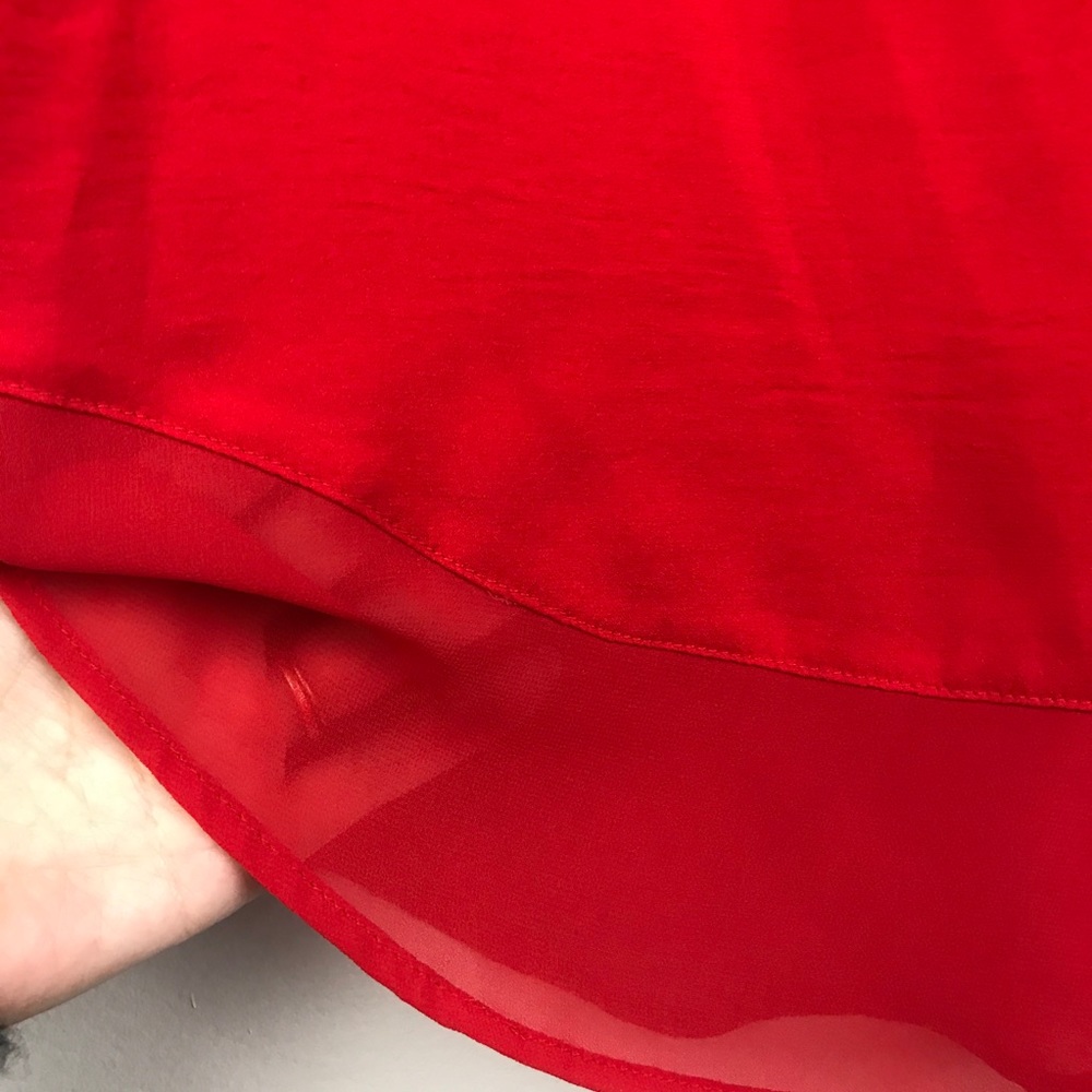 Express Red Pullover Blouse With Tabbed Sleeves Xs - image 4